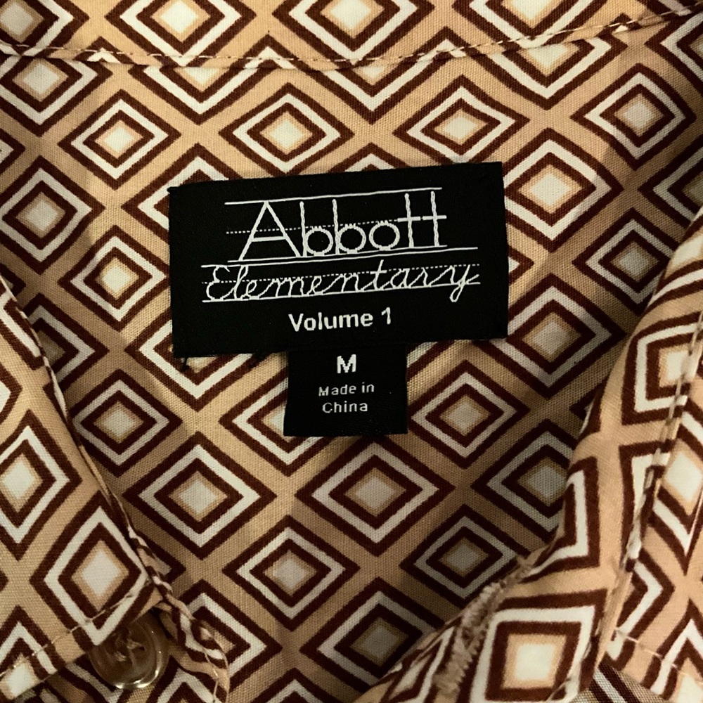 Abbott Elementary Diamond Print Button Down Shirt - Picture 4 of 13